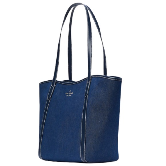 ♠️ kate spade ♠️ Denim Slide Tote Bag, Blue Indigo - Picture 2 of 8